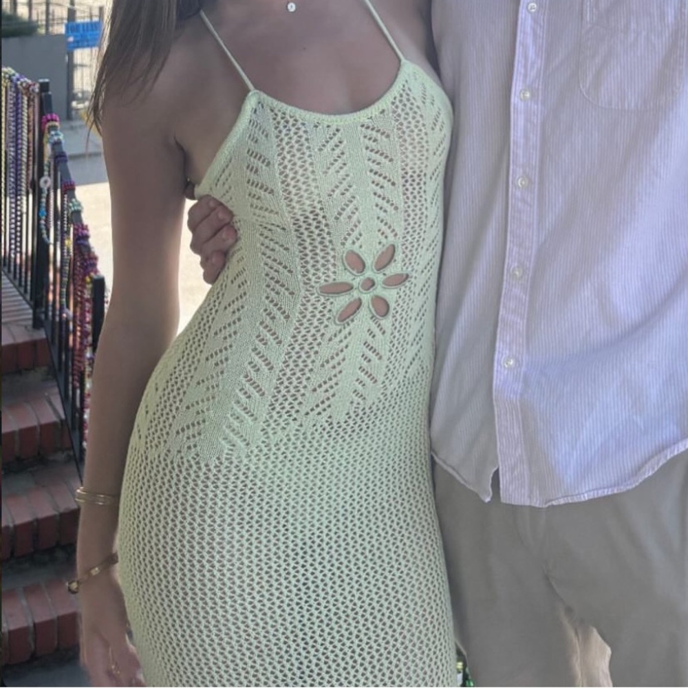Light green Crochet Halter Dress